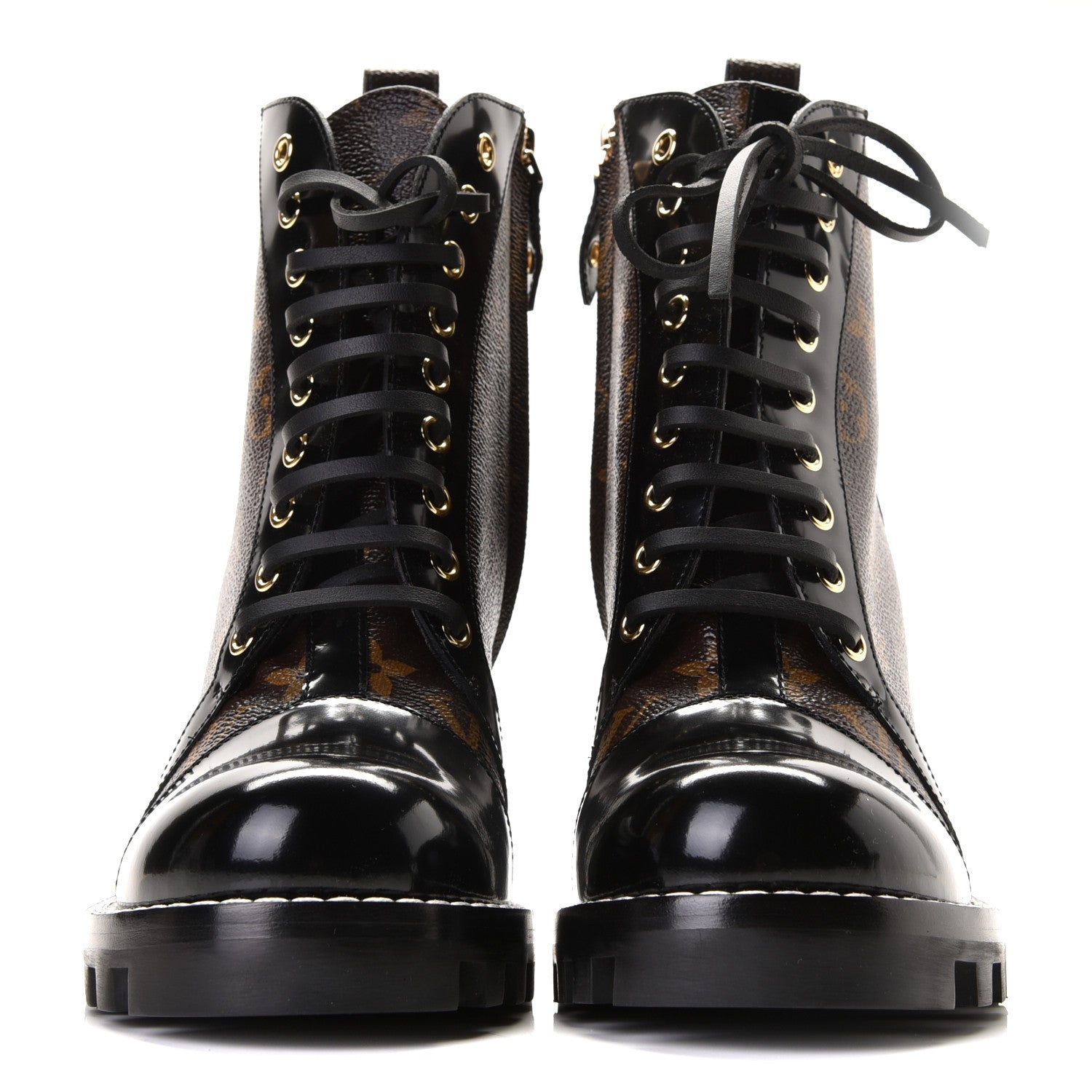 Louis Vuitton Patent Calfskin Monogram Star Trail Ankle Boots 40 Black 2 of 8