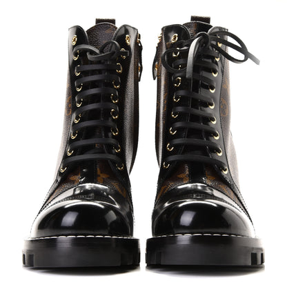 Louis Vuitton Patent Calfskin Monogram Star Trail Ankle Boots 40 Black 2 of 8