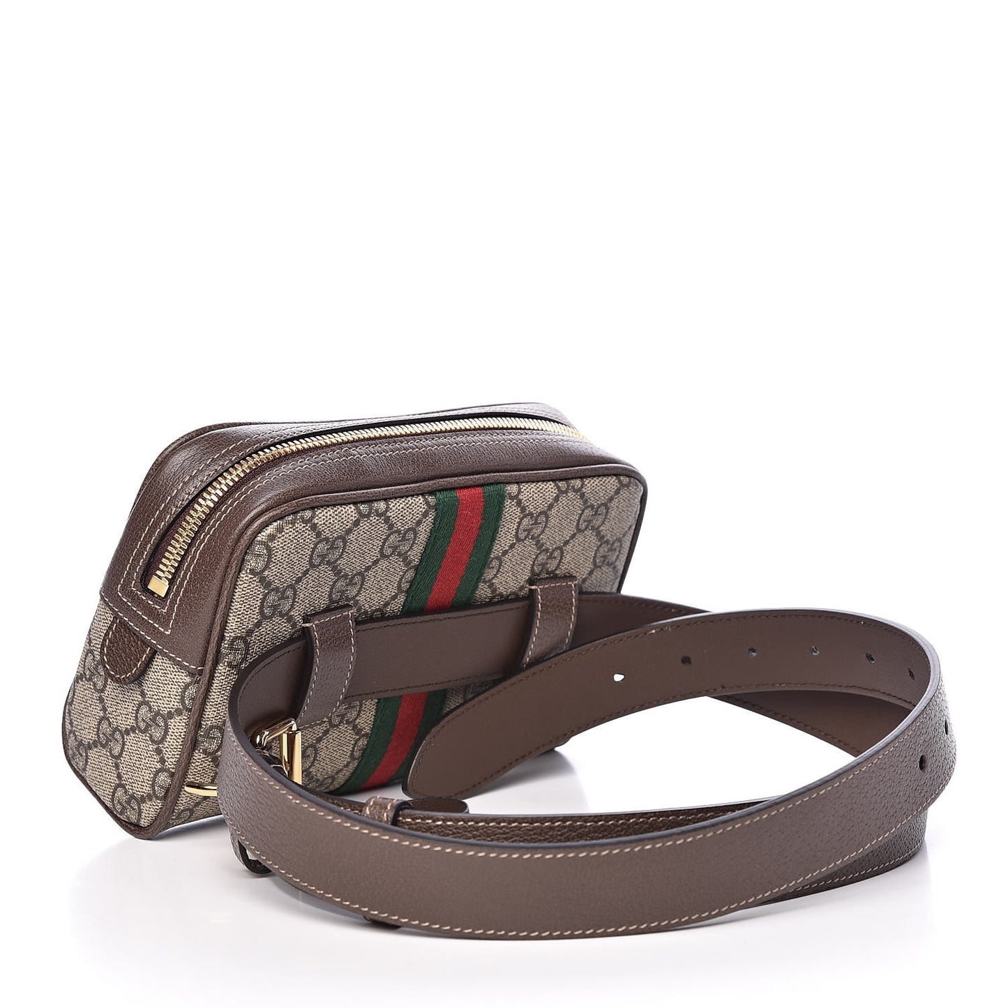 GG Supreme Monogram Web Small Ophidia Belt Bag 105 42 Dark Brown