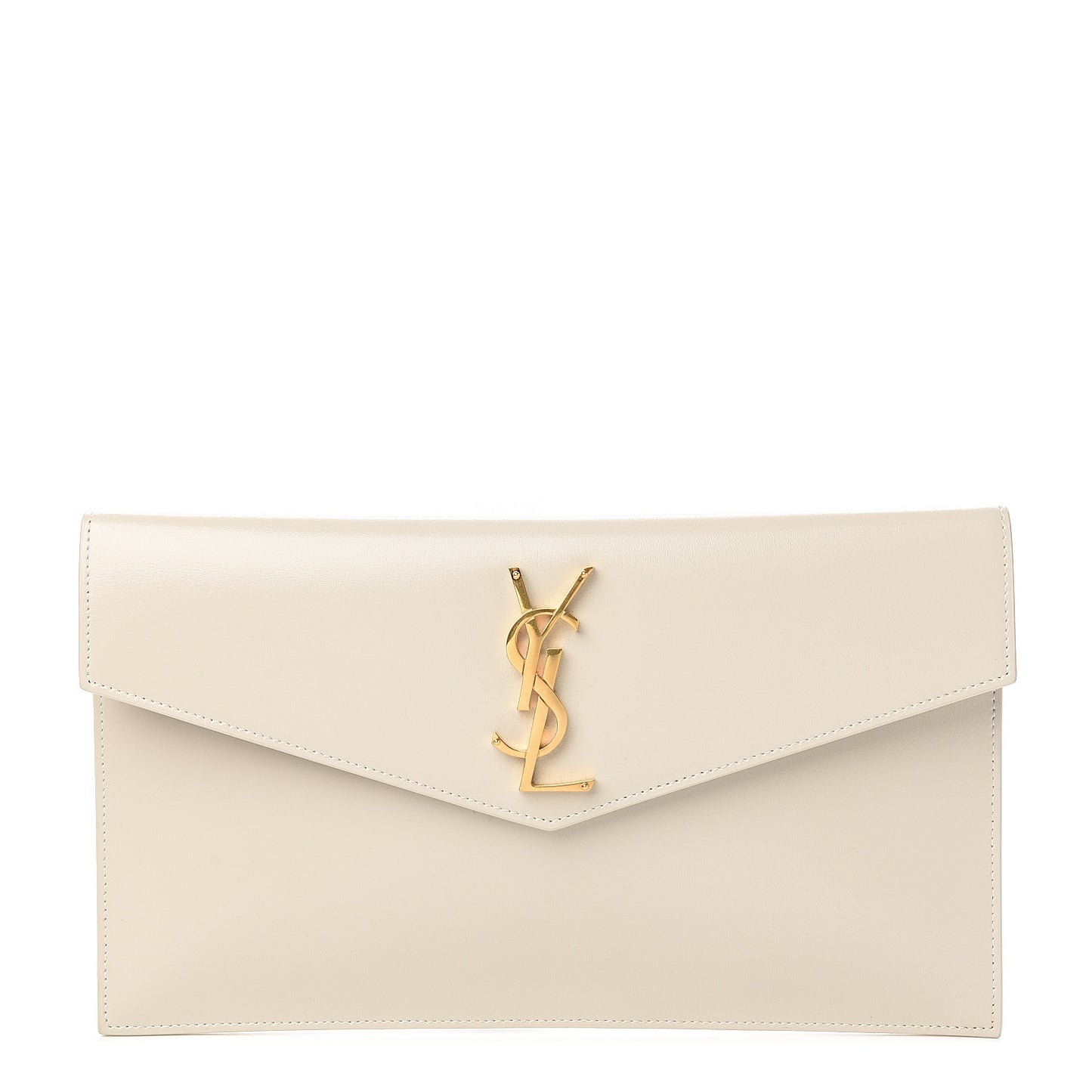 Smooth Shiny Calfskin Uptown Pouch Crema Soft