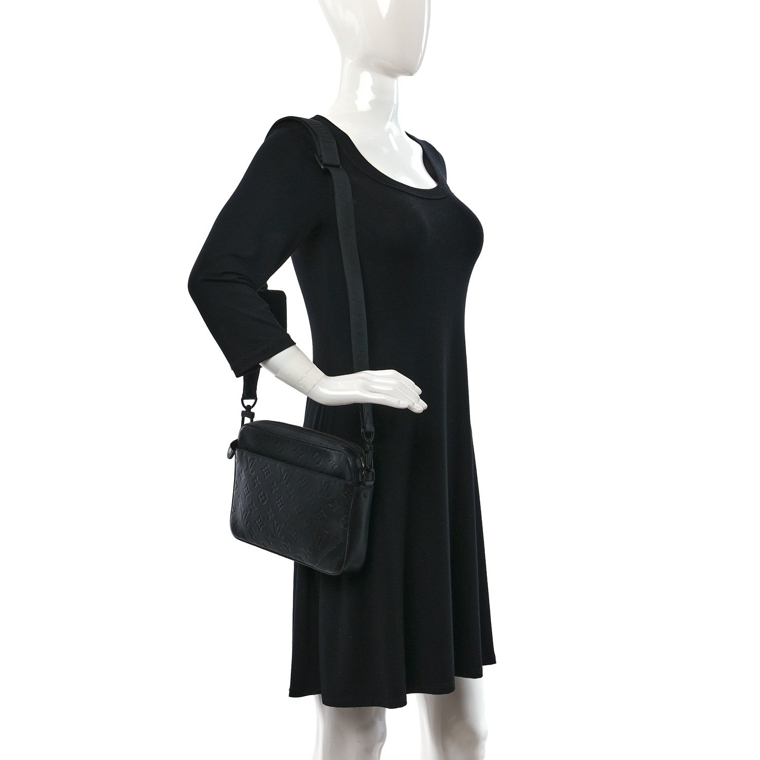 Louis Vuitton Calfskin Monogram Shadow Duo Messenger Black 2 of 13