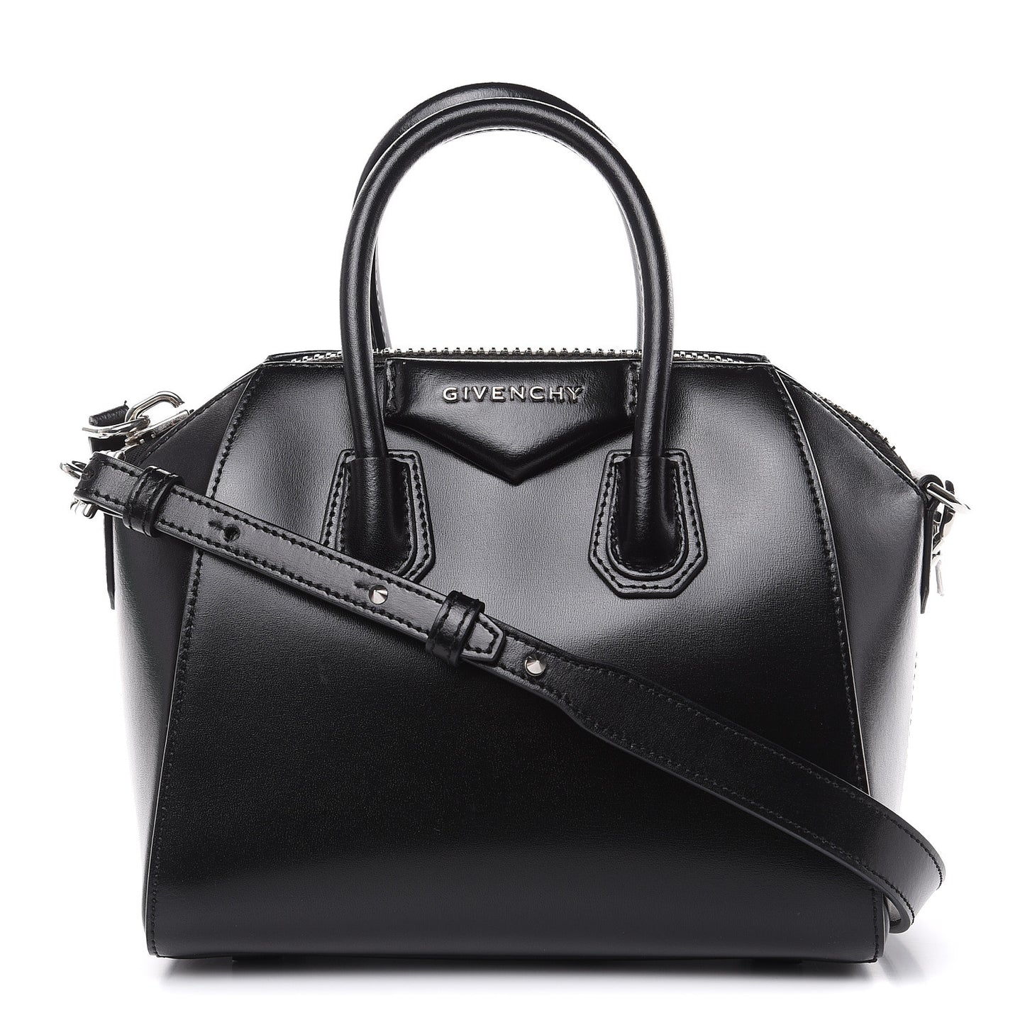 Shiny Lord Calfskin Mini Antigona Black