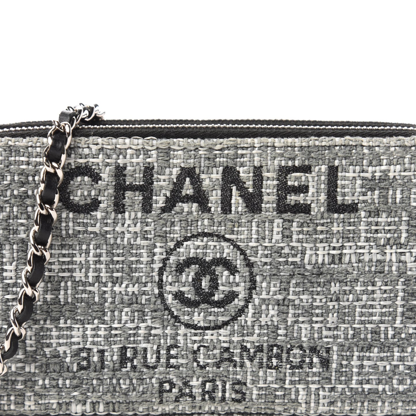 Canvas Small Deauville Clutch With Chain Charcoal