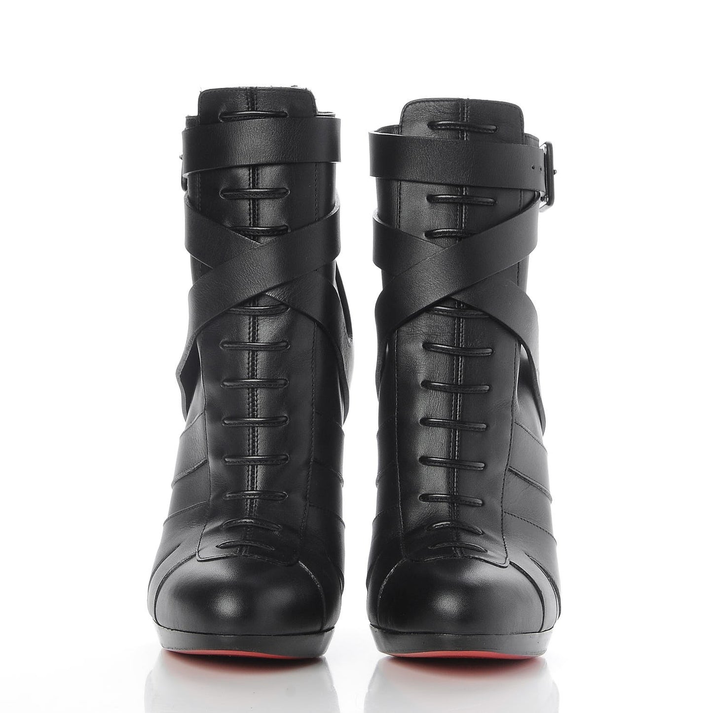 Calfskin Lamu 120 Platform Ankle Boots 38 Black