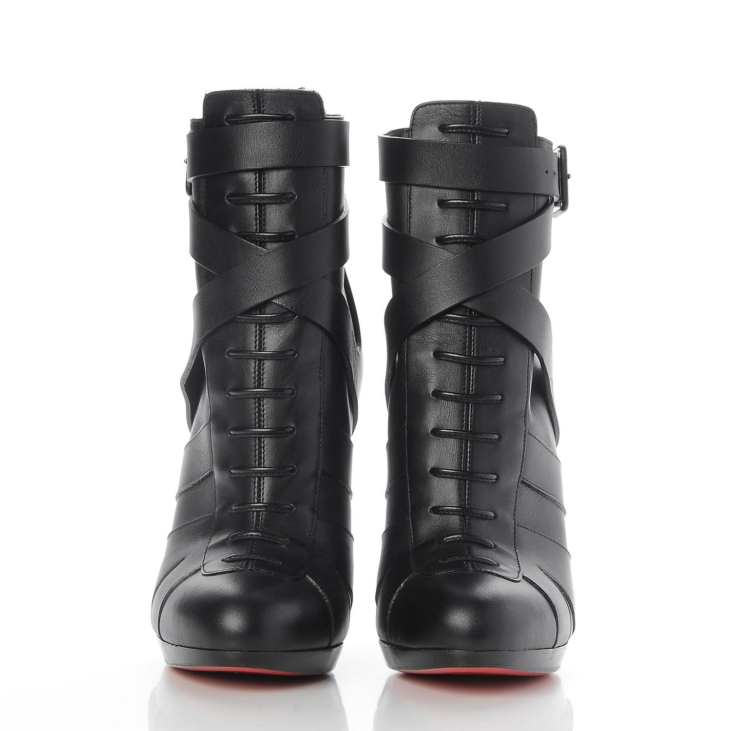 Christian Louboutin Calfskin Lamu 120 Platform Ankle Boots 38 Black 2 of 7