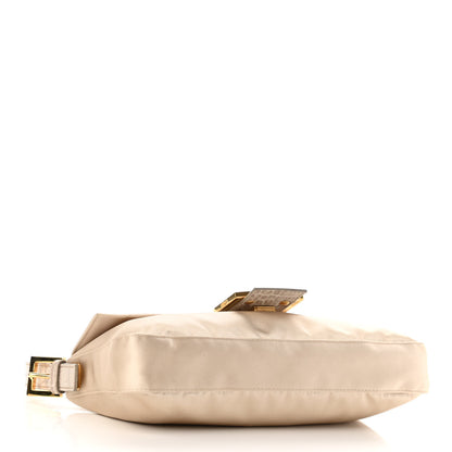 Fendi Satin Calfskin Crystal Crocodile Embossed Baguette Beige Pietra 4 of 10