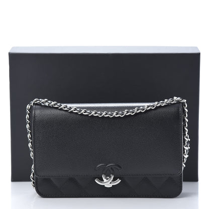 Chanel Grained Calfskin Quilted CC Box Wallet On Chain WOC Black 13 of 13