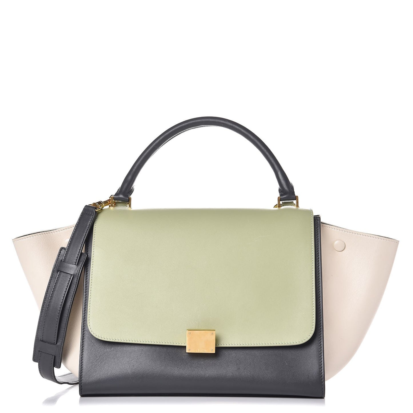 Smooth Calfskin Medium Tri-Color Trapeze Pistachio