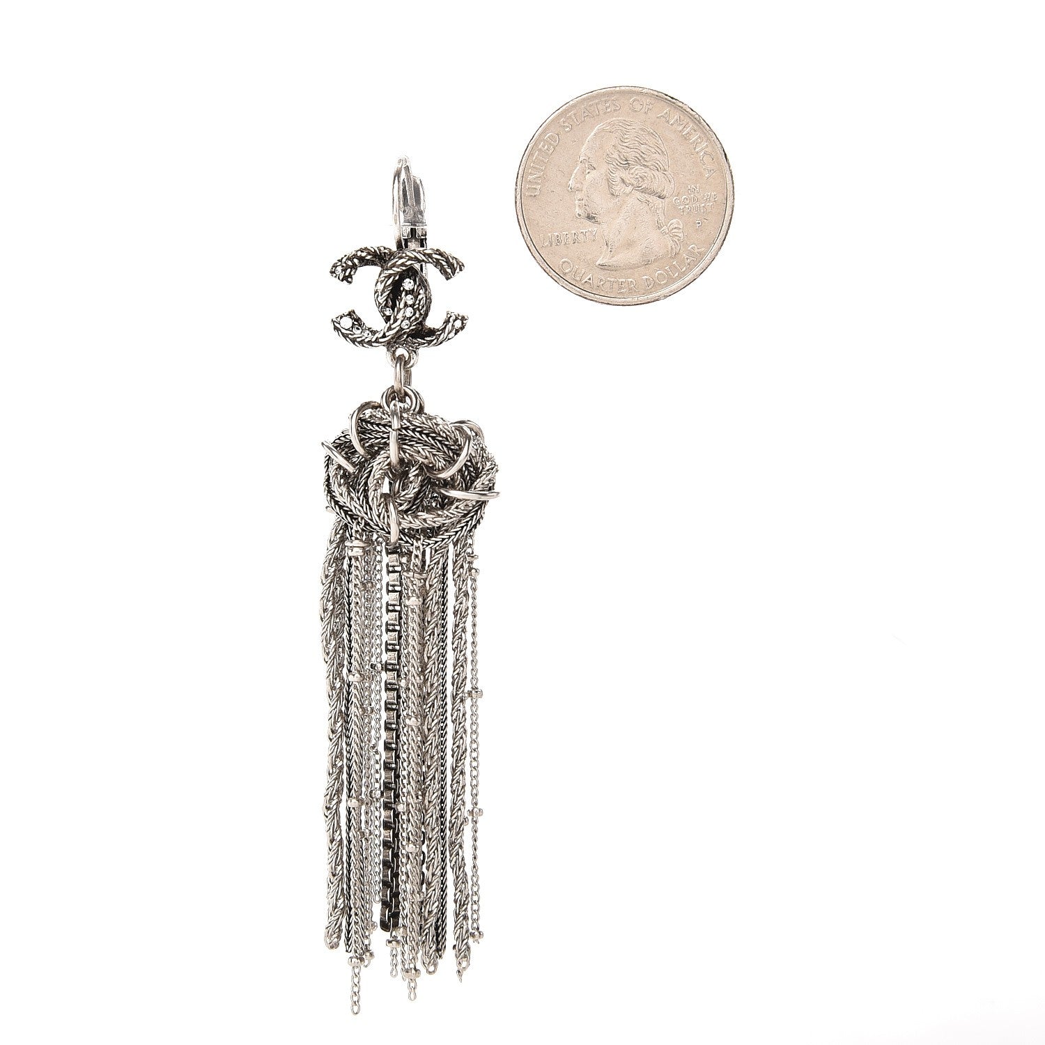 Chanel Ruthenium Crystal Chain CC Drop Earrings 2 of 4