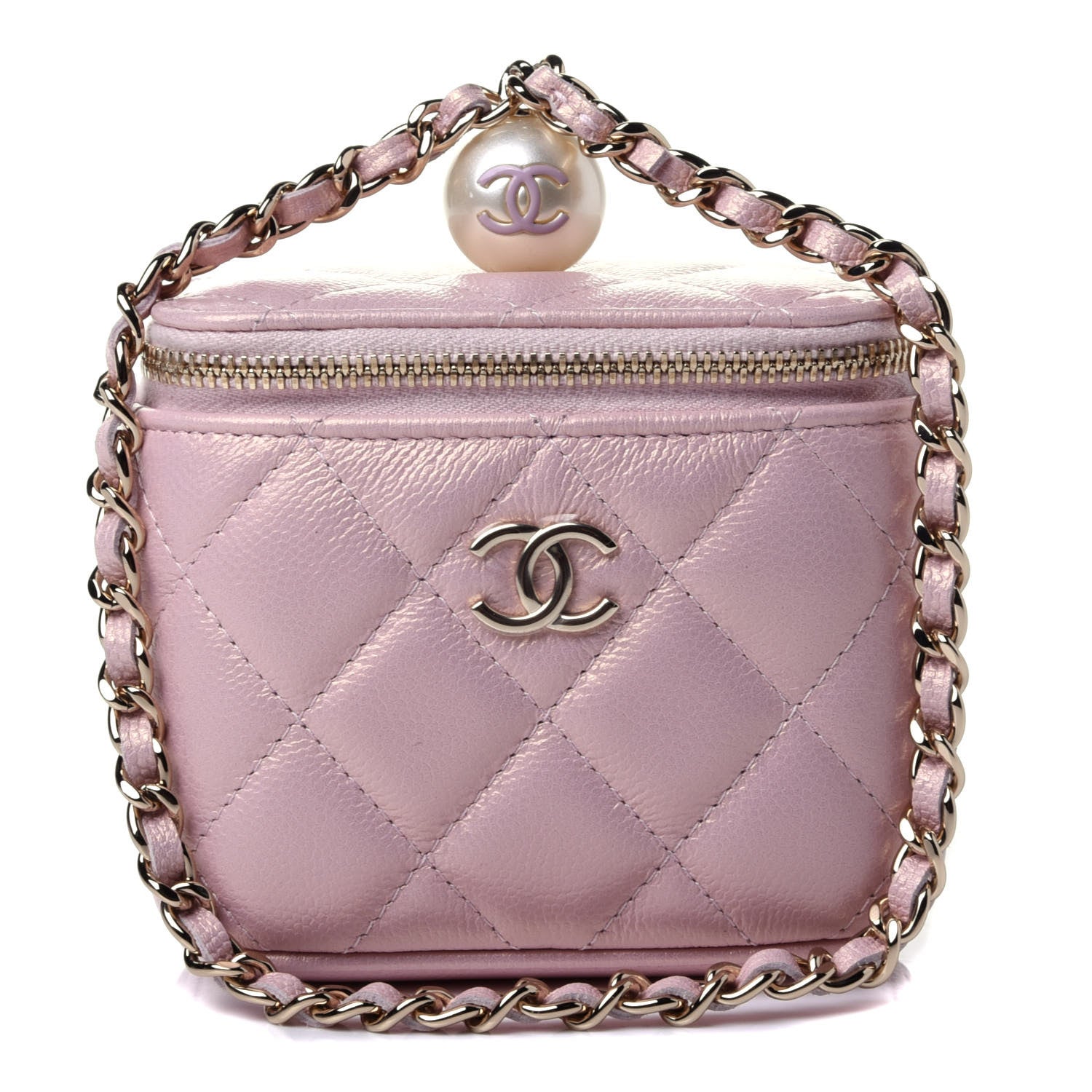 Chanel Iridescent Caviar Quilted Pearl Mini Vanity Case With Chain Light Pink 1 of 4