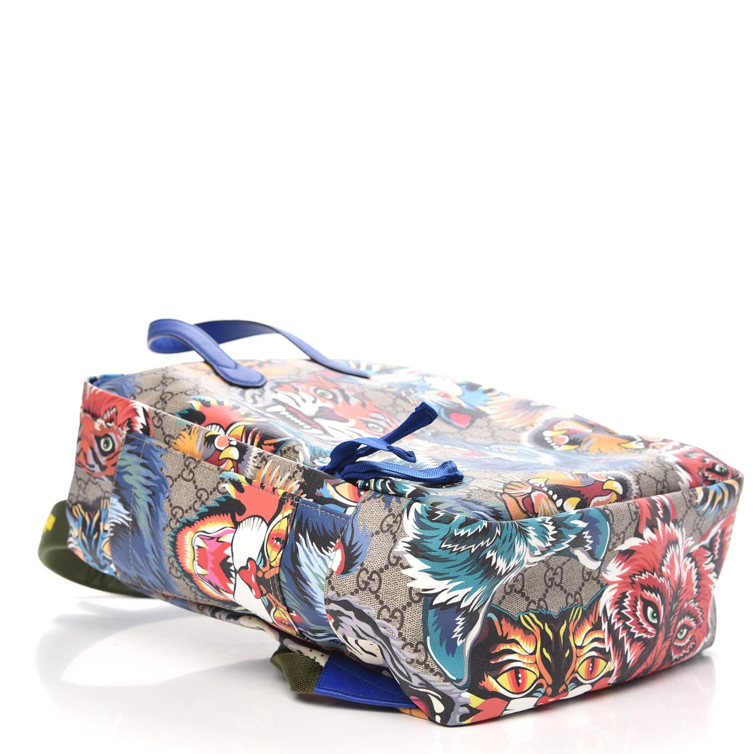 Gucci Soft GG Supreme Monogram Animal Faces Childrens Tote Backpack Beige Ebony Multicolor Electric Blue Military Fresia 3 of 9