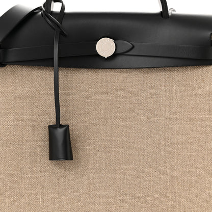 Hermes Toile De Camp Vache Hunter Herbag Zip Retourne 31 PM Ficelle Black 9 of 12