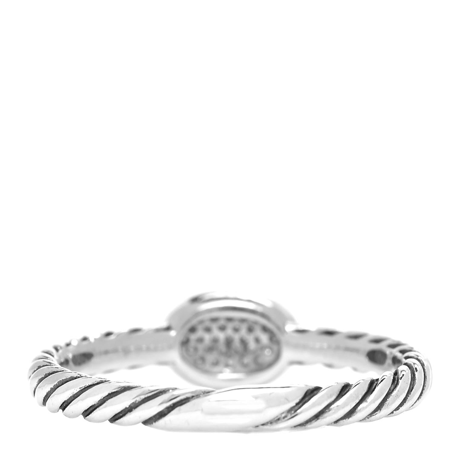 David Yurman Sterling Silver Diamond Petite Pave Oval Ring 54 6.75 3 of 4