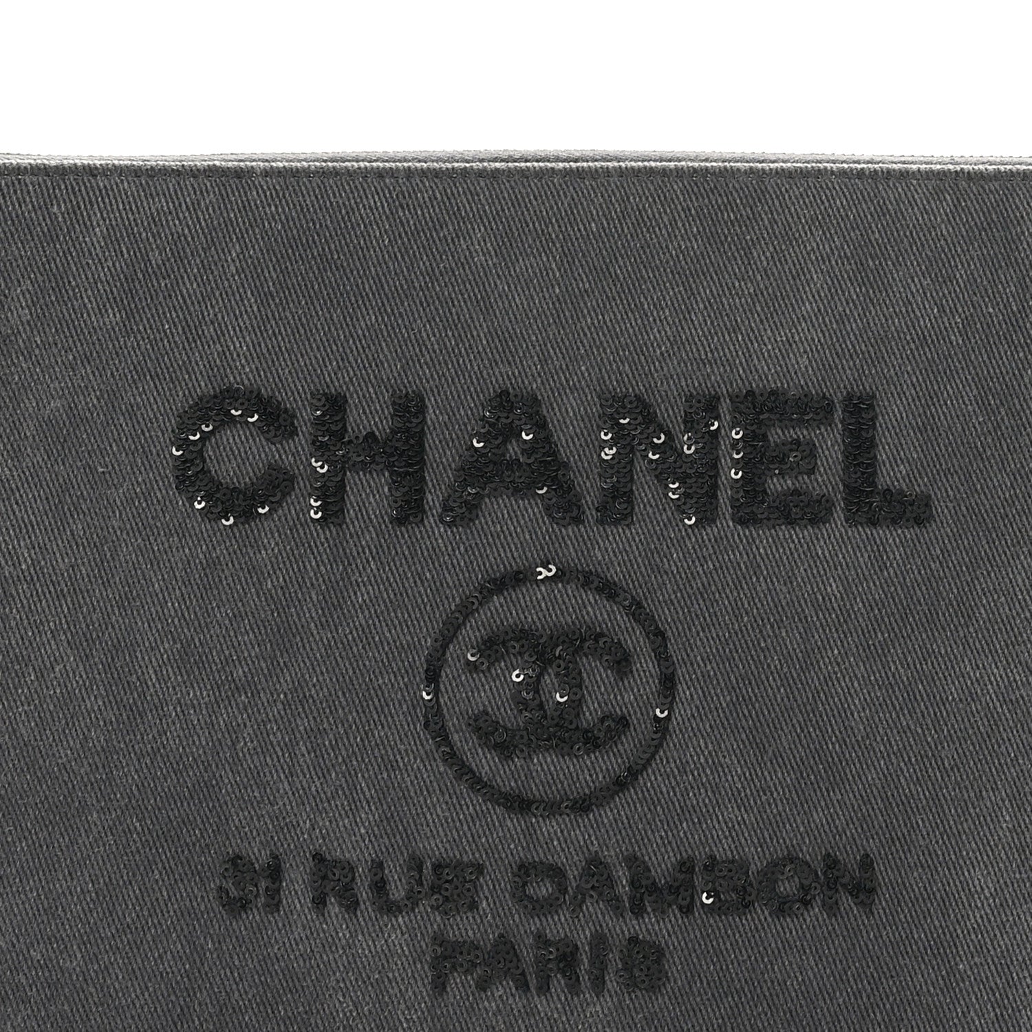 Chanel Canvas Sequins Medium Deauville Cosmetic Pouch Grey 8 of 9