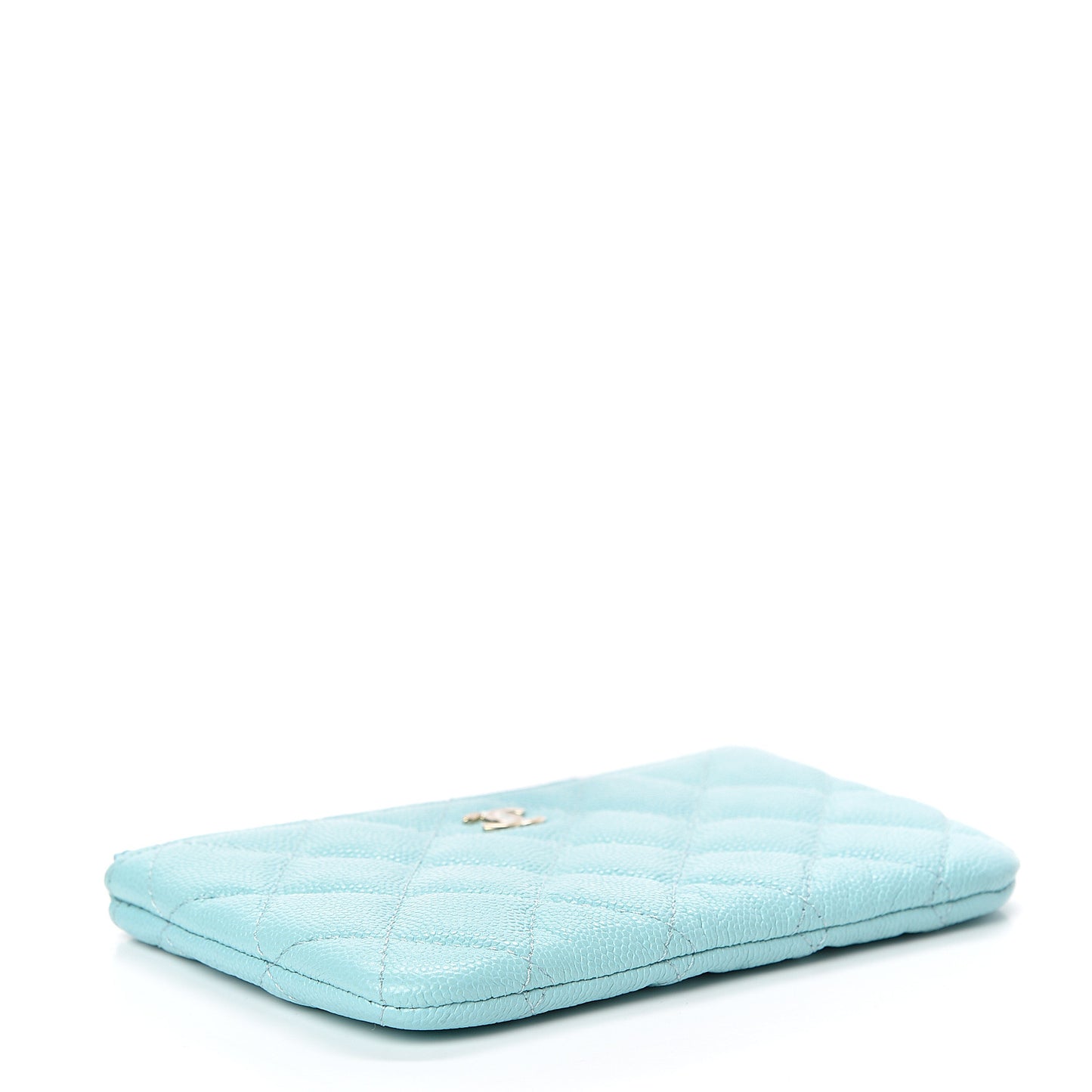Caviar Quilted Small Cosmetic Case Light Blue