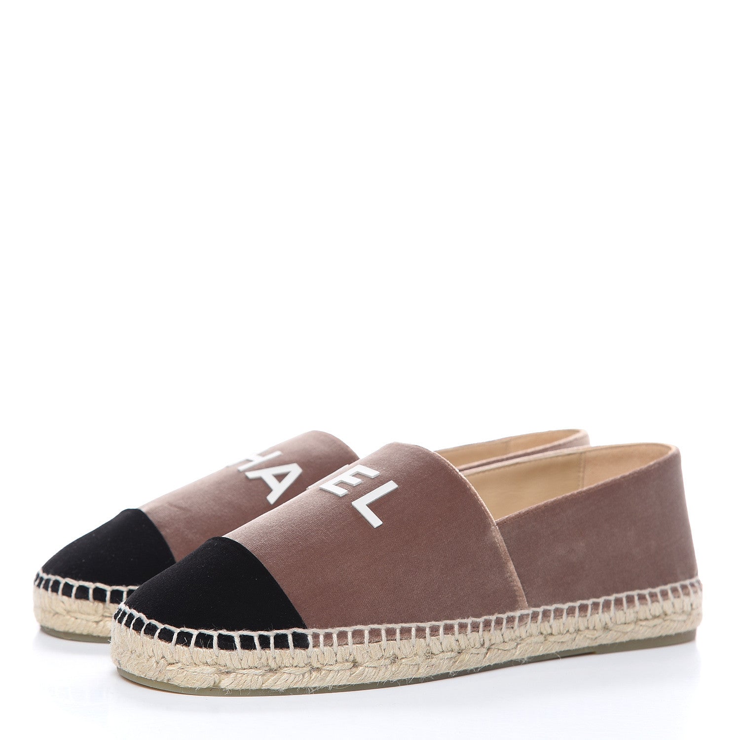 Chanel Velvet Logo Espadrilles 40 Beige Black 3 of 9