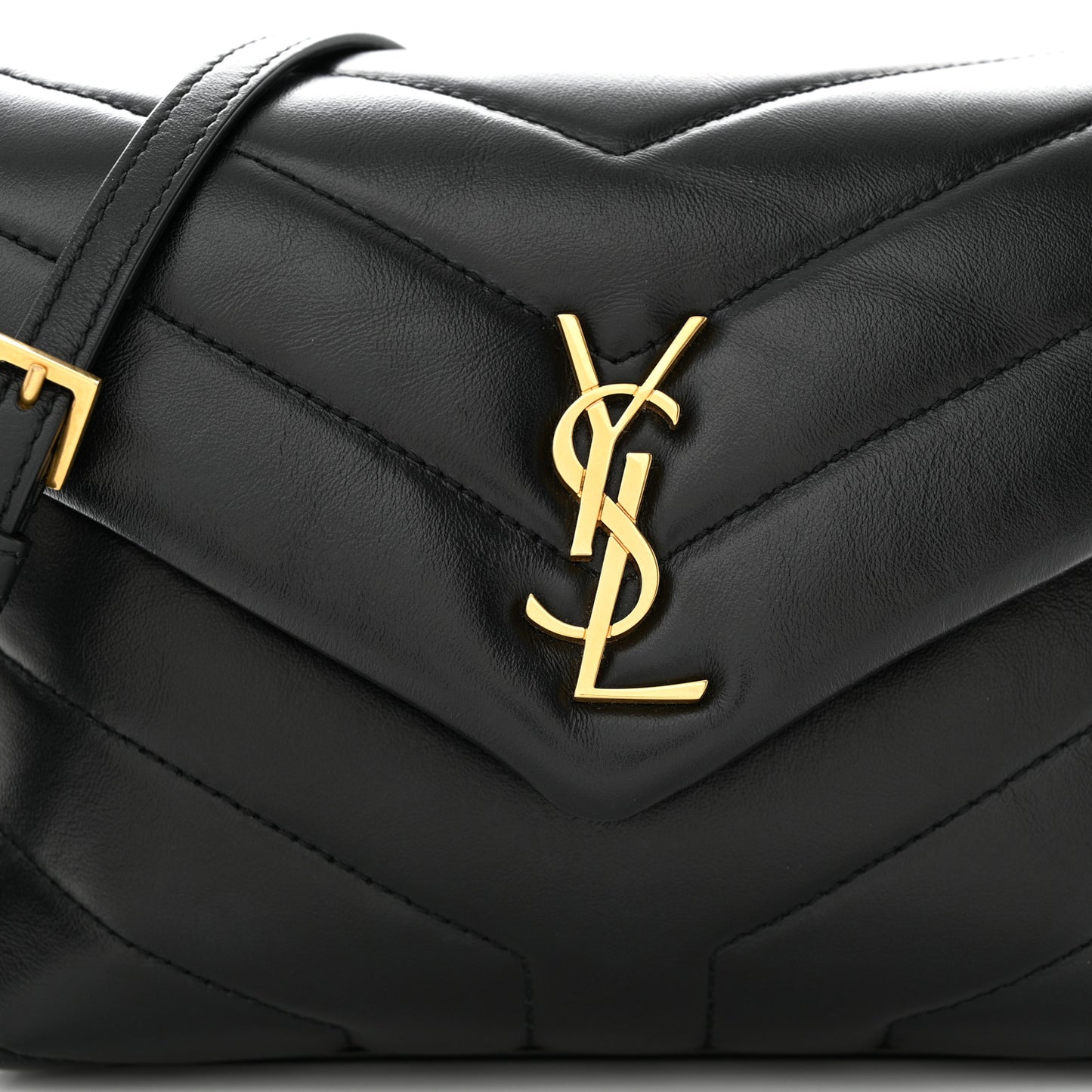 Calfskin Y Quilted Monogram Toy Loulou Crossbody Bag Black