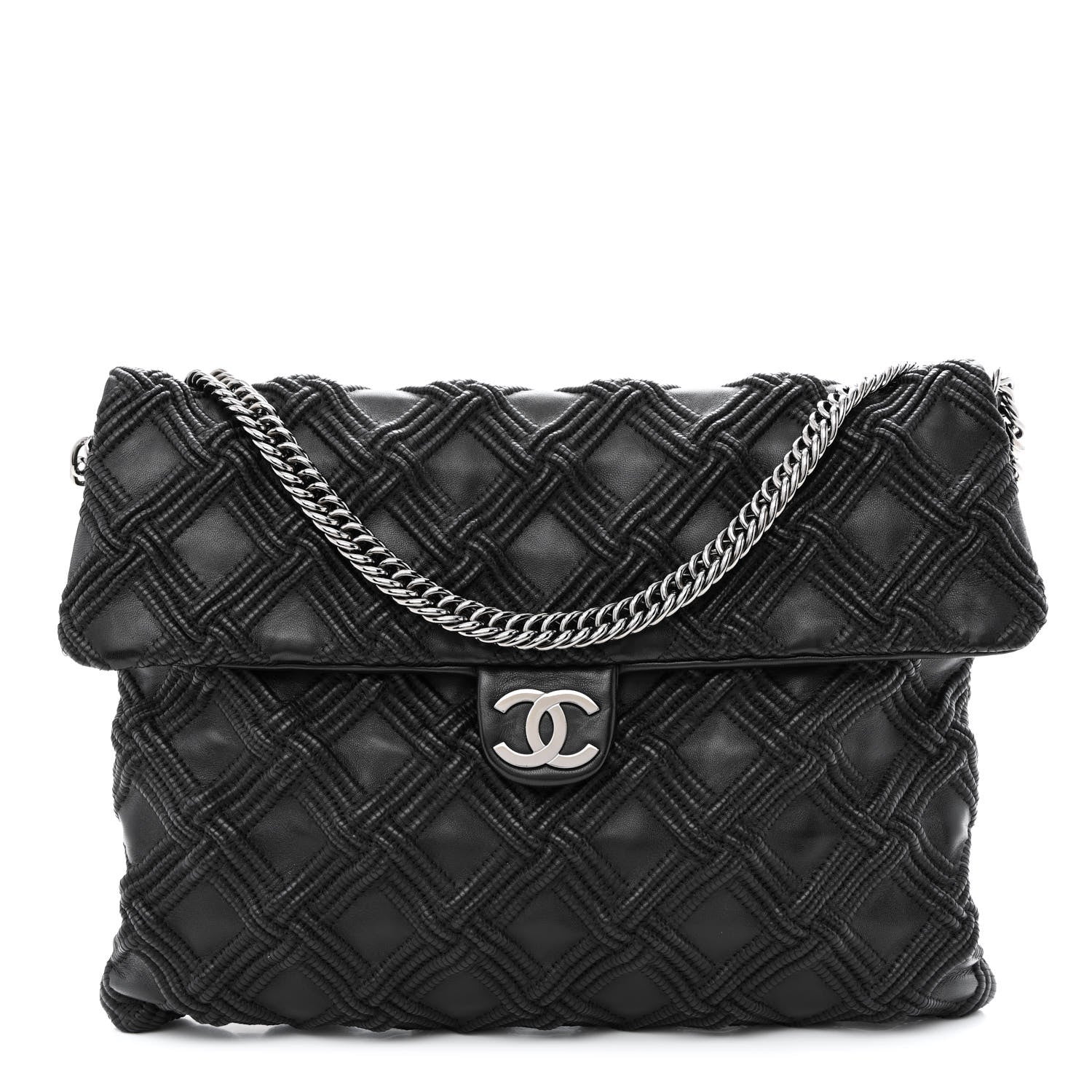 Chanel Lambskin Stitched Large Walk Of Fame Flap Black 1 of 11