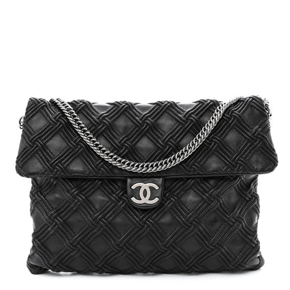 Chanel Lambskin Stitched Large Walk Of Fame Flap Black 1 of 11
