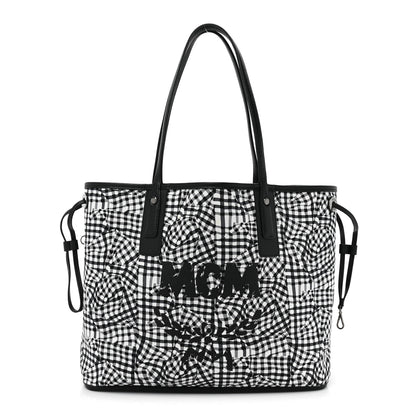 MCM Visetos Medium Liz Reversible Shopper Tote Black 4 of 16