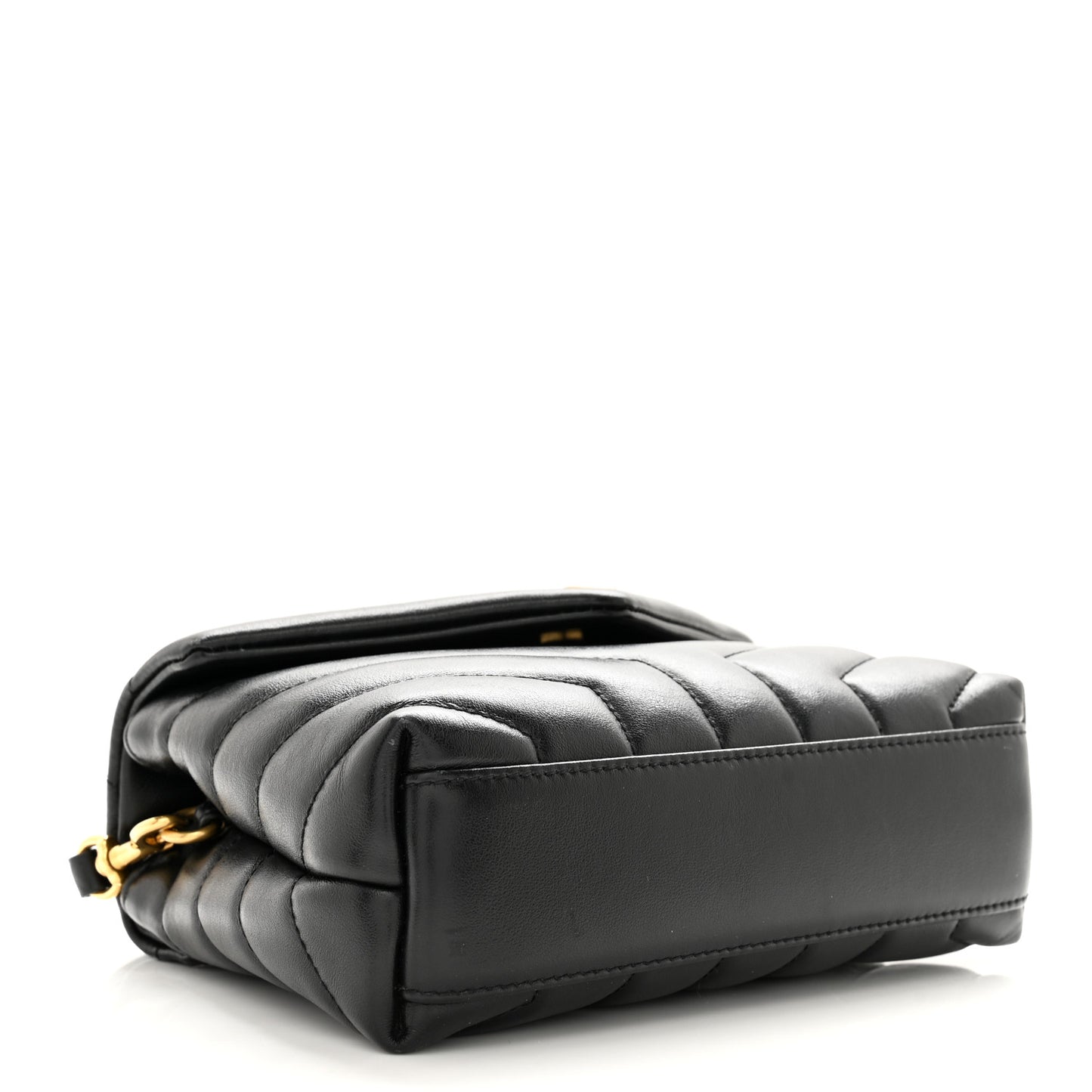 SAINT LAURENT Calfskin Y Quilted Monogram Toy Loulou Crossbody Bag Black