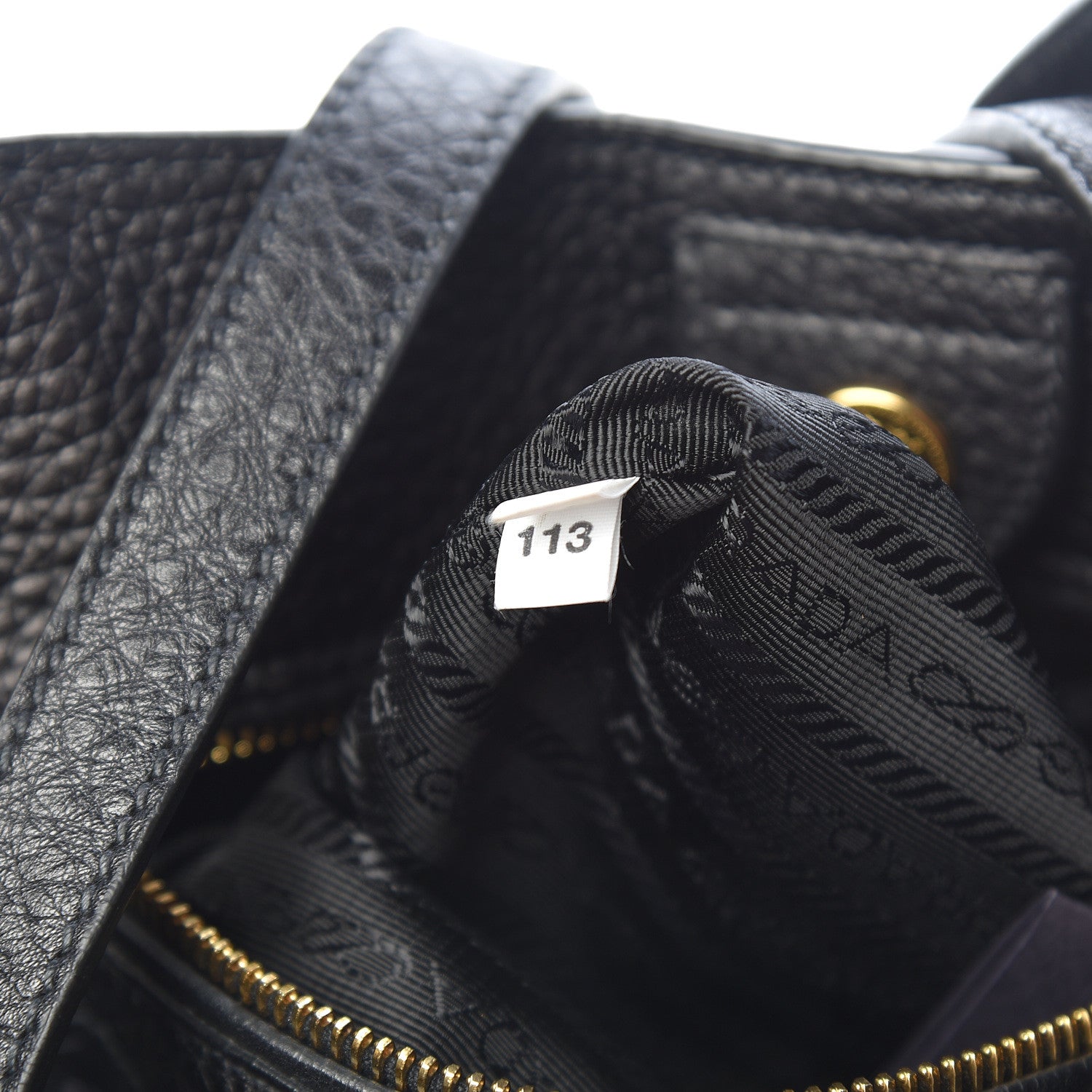 Prada Vitello Daino Side Pocket Tote Black 9 of 10