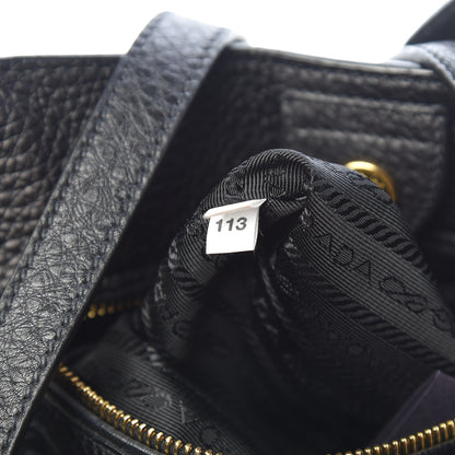 Prada Vitello Daino Side Pocket Tote Black 9 of 10