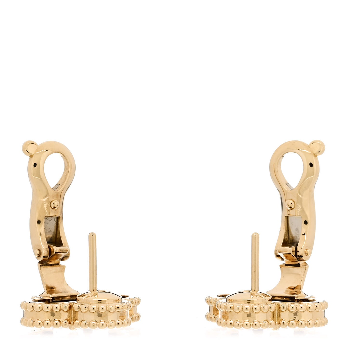 18K Yellow Gold Black Onyx Vintage Alhambra Earrings