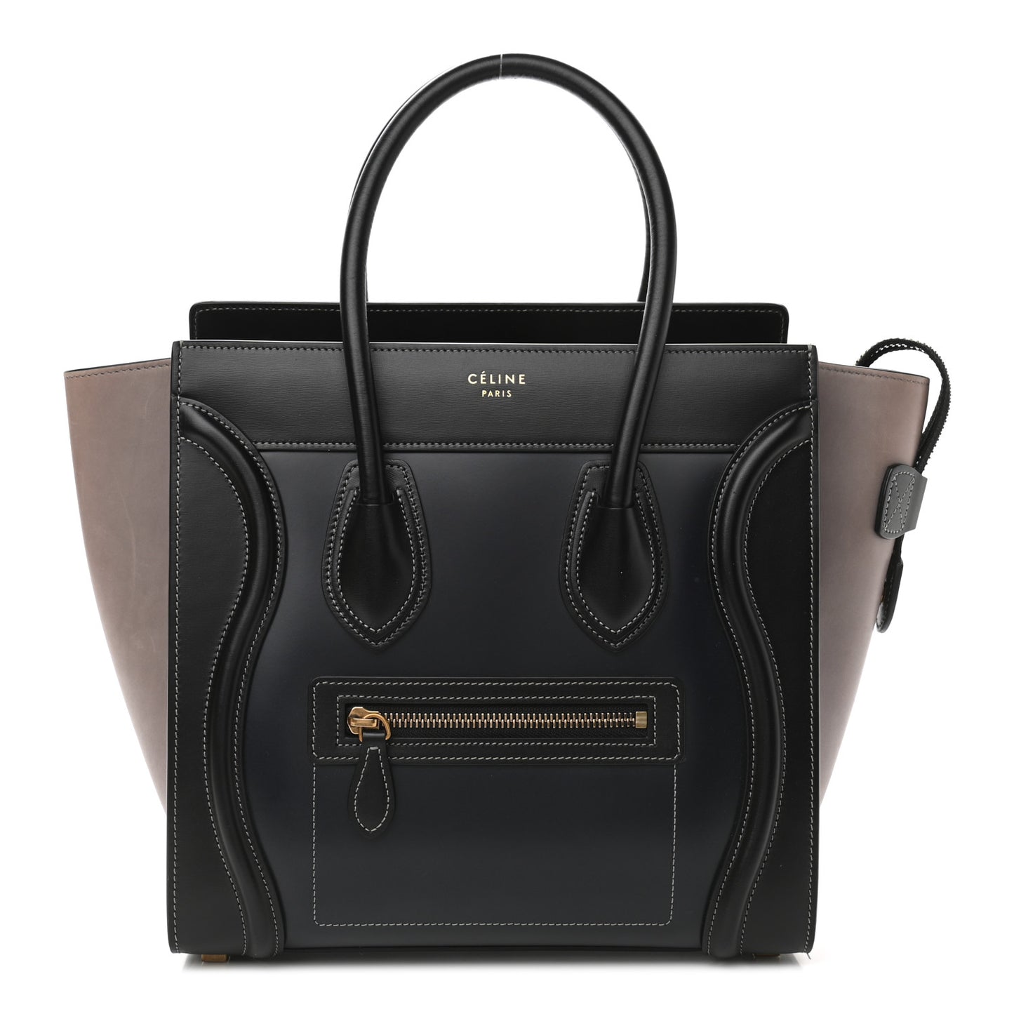 Glazed Calfskin Micro Tri-Color Luggage Dark Blue