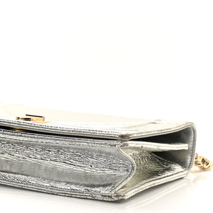 Christian Dior Metallic Ceramic Effect Deerskin Medium Diorama Flap Bag Silver 10 of 14