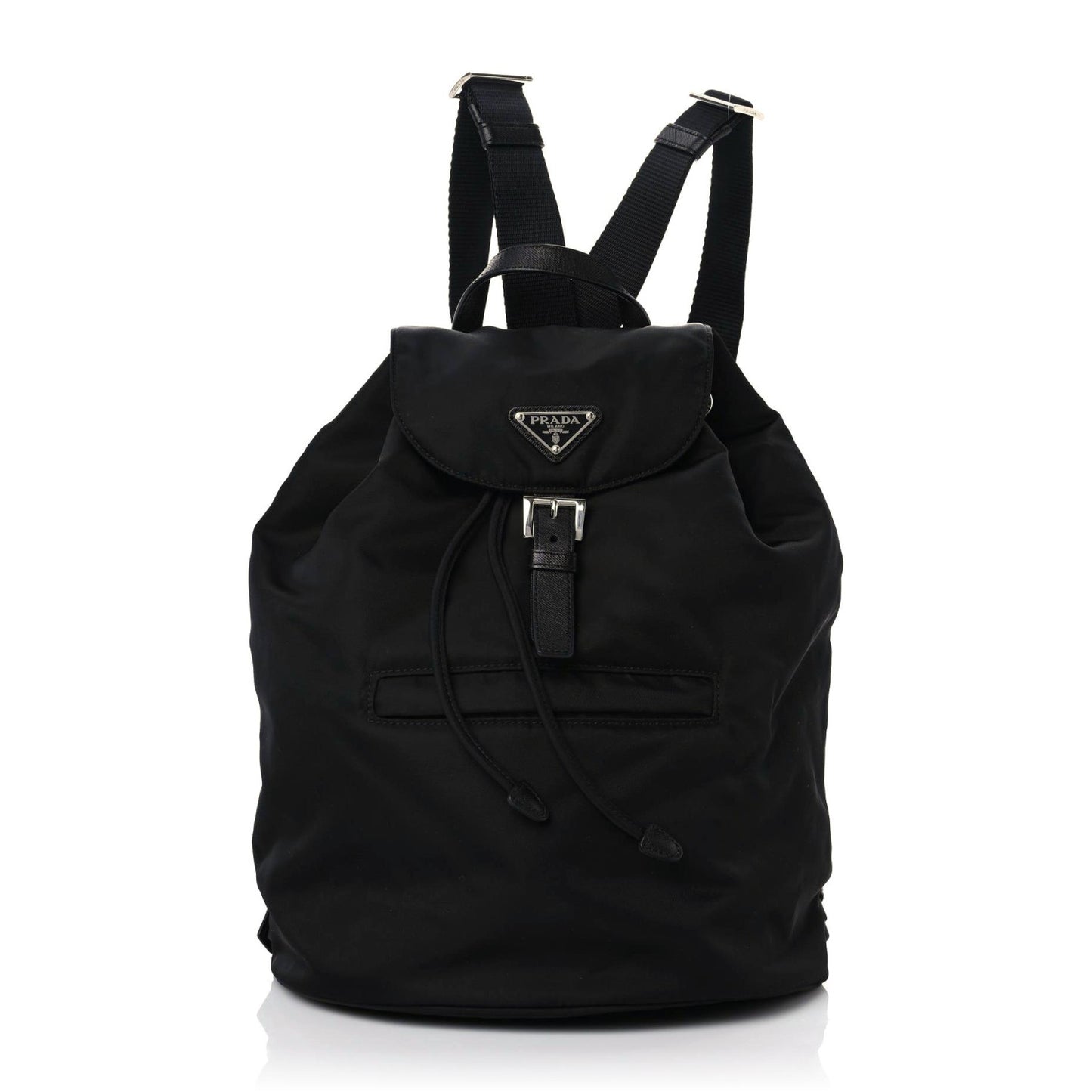 Nylon Vela Saffiano Small Cinch Backpack Black