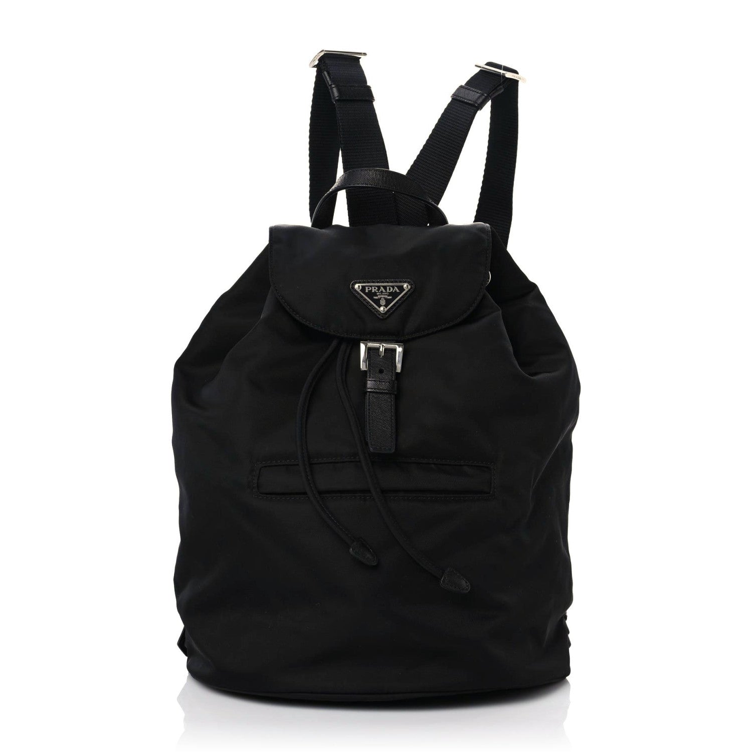 Prada Nylon Vela Saffiano Small Cinch Backpack Black 1 of 9