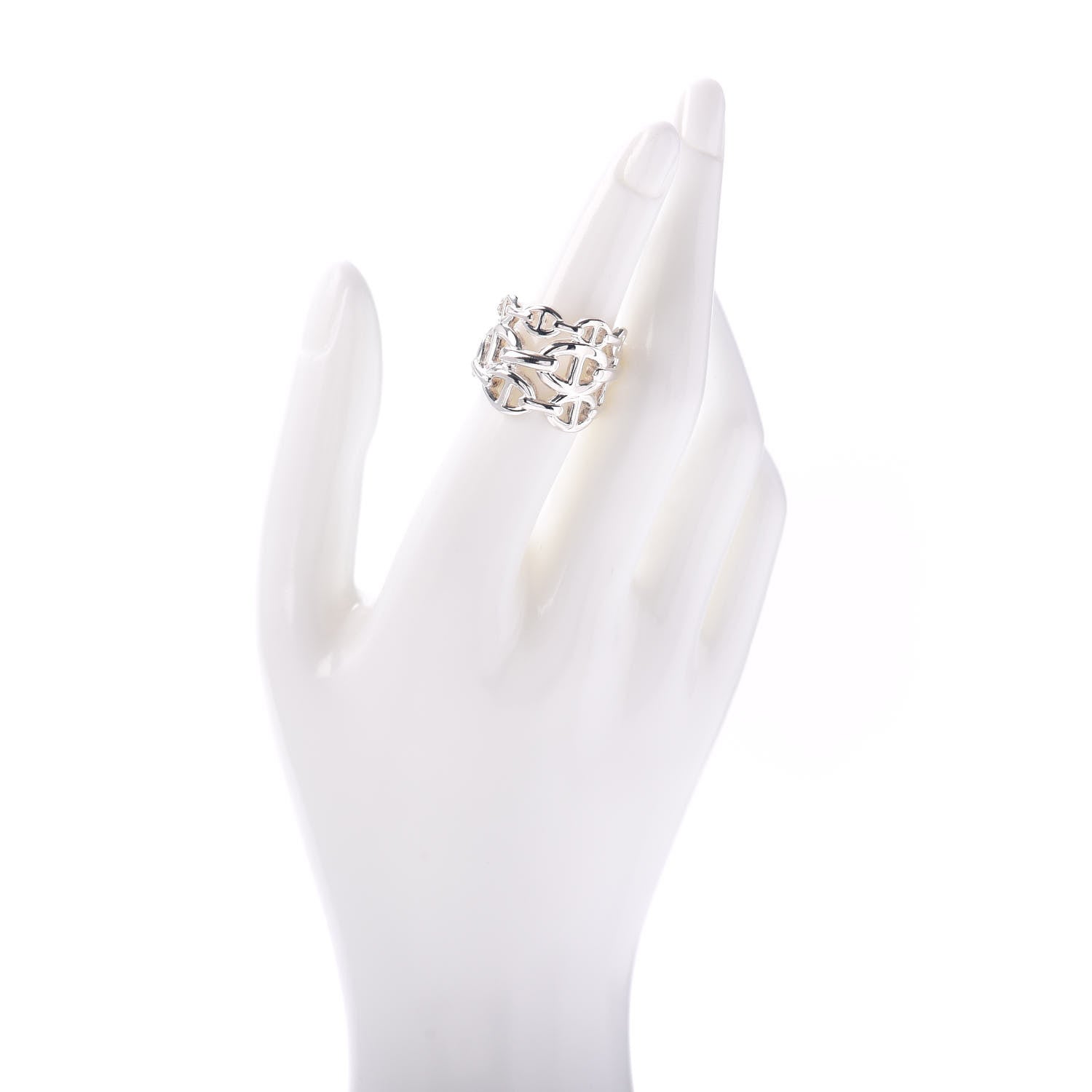Hermes Sterling Silver GM Chaine d'Ancre Enchainee Band Ring 53 6.25 2 of 5