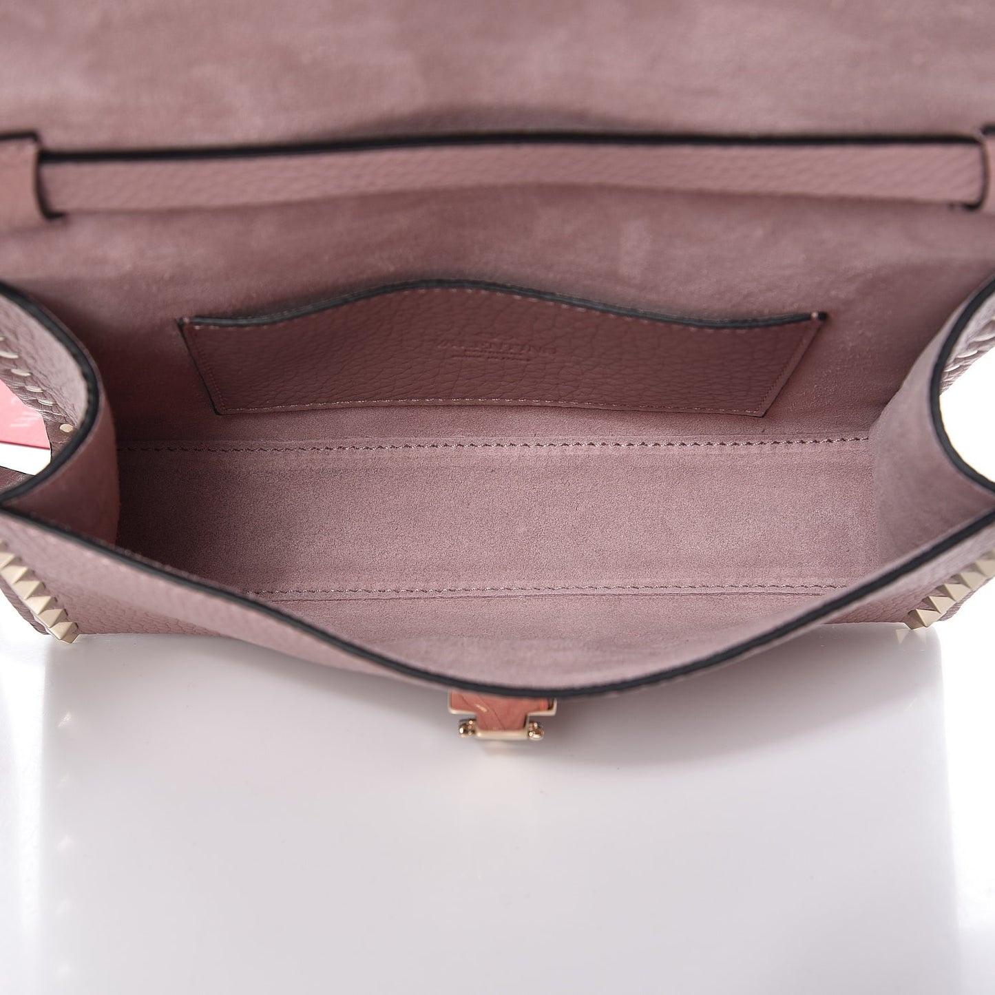Pebbled Calfskin Medium Rockstud Flip Lock Crossbody Bag Water Rose