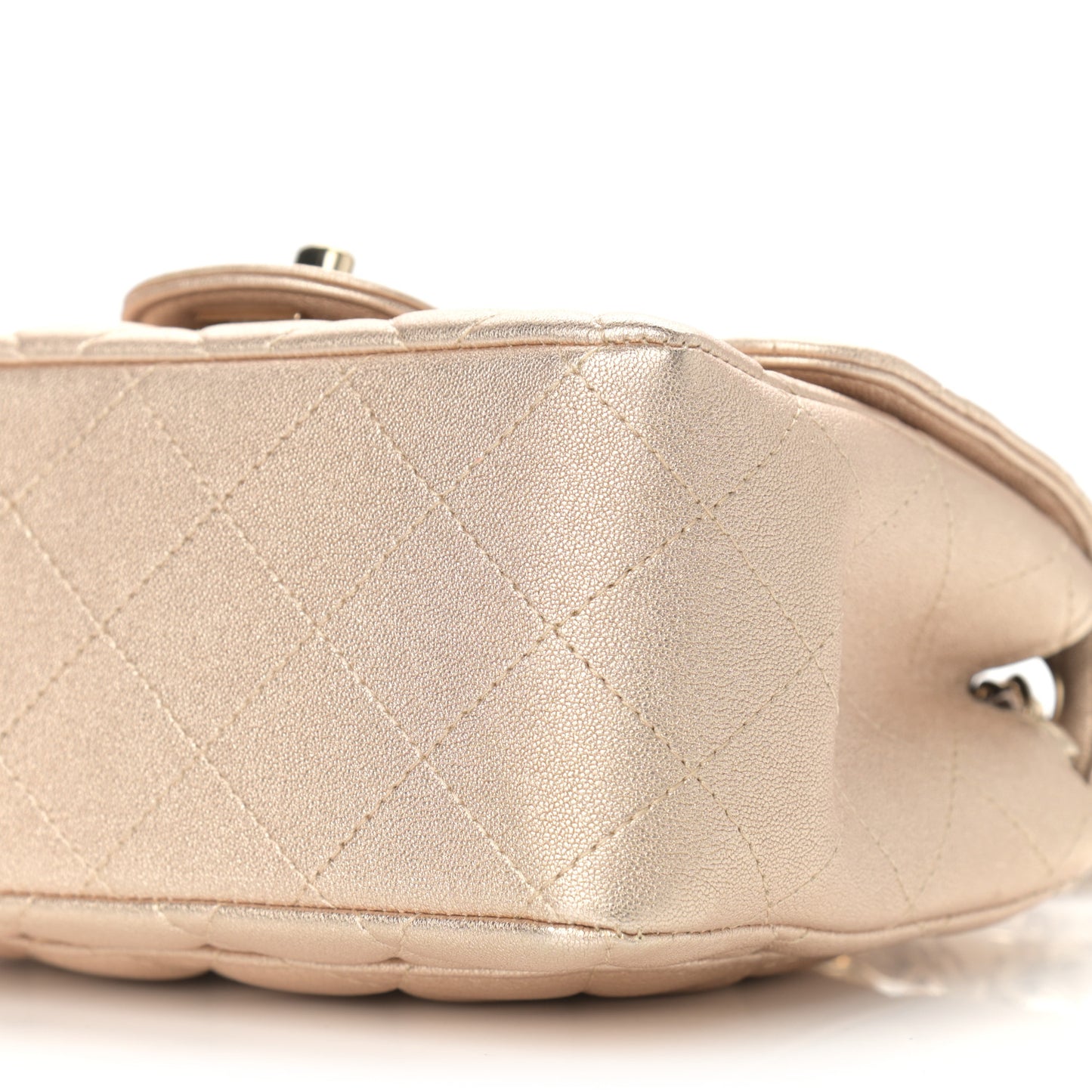 Metallic Lambskin Quilted Mini Square Flap Gold