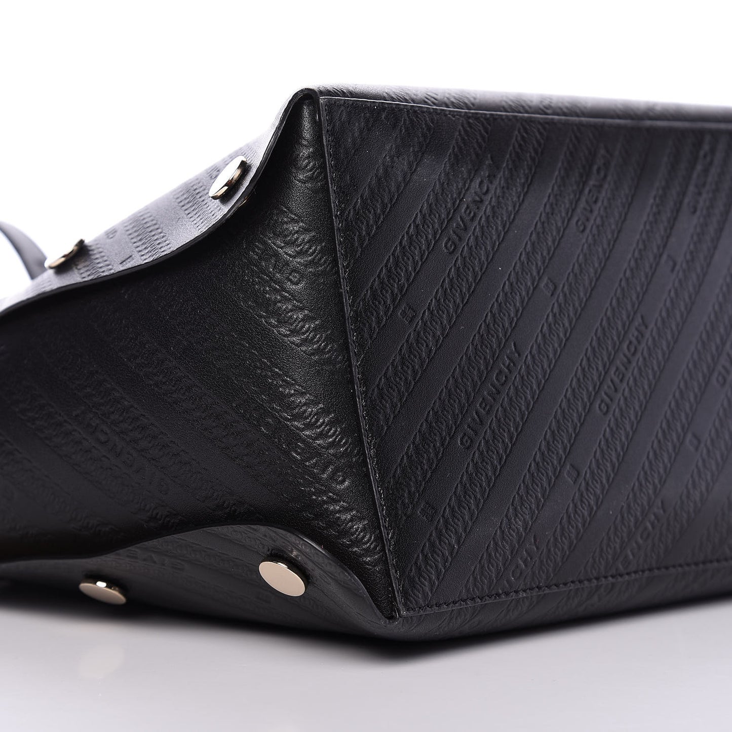 Calfskin Chain Embossed Medium Bond Shopper Tote Black