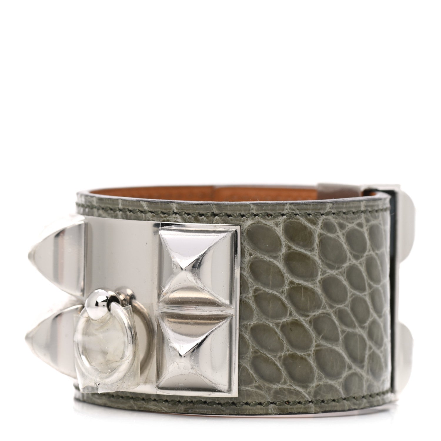 Hermes Shiny Alligator Collier de Chien CDC Bracelet S 1 of 8