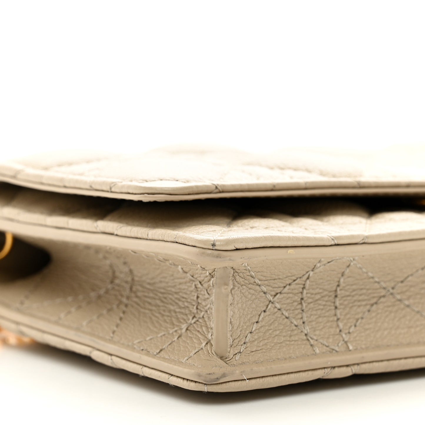 Supple Calfskin Caro Pouch with Chain Sand