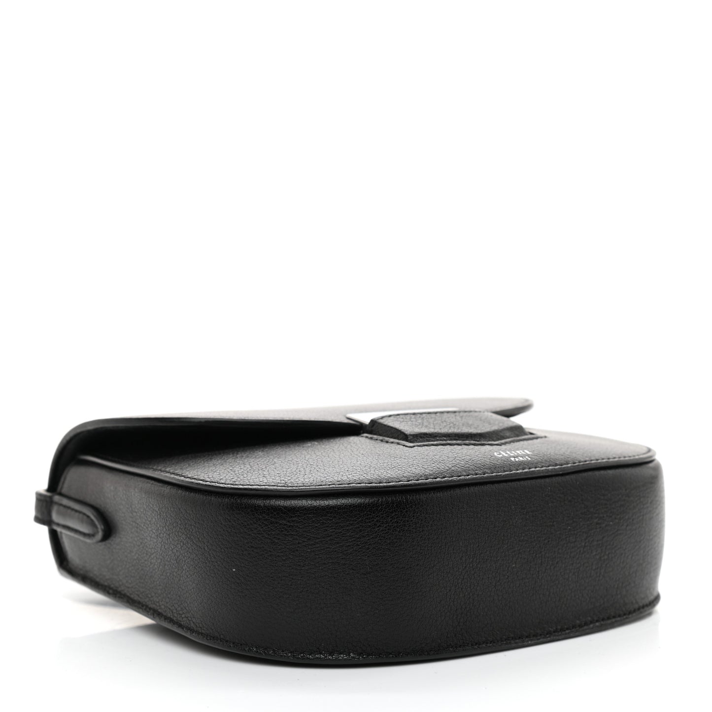 Shiny Textured Calfskin Small Trotteur Black