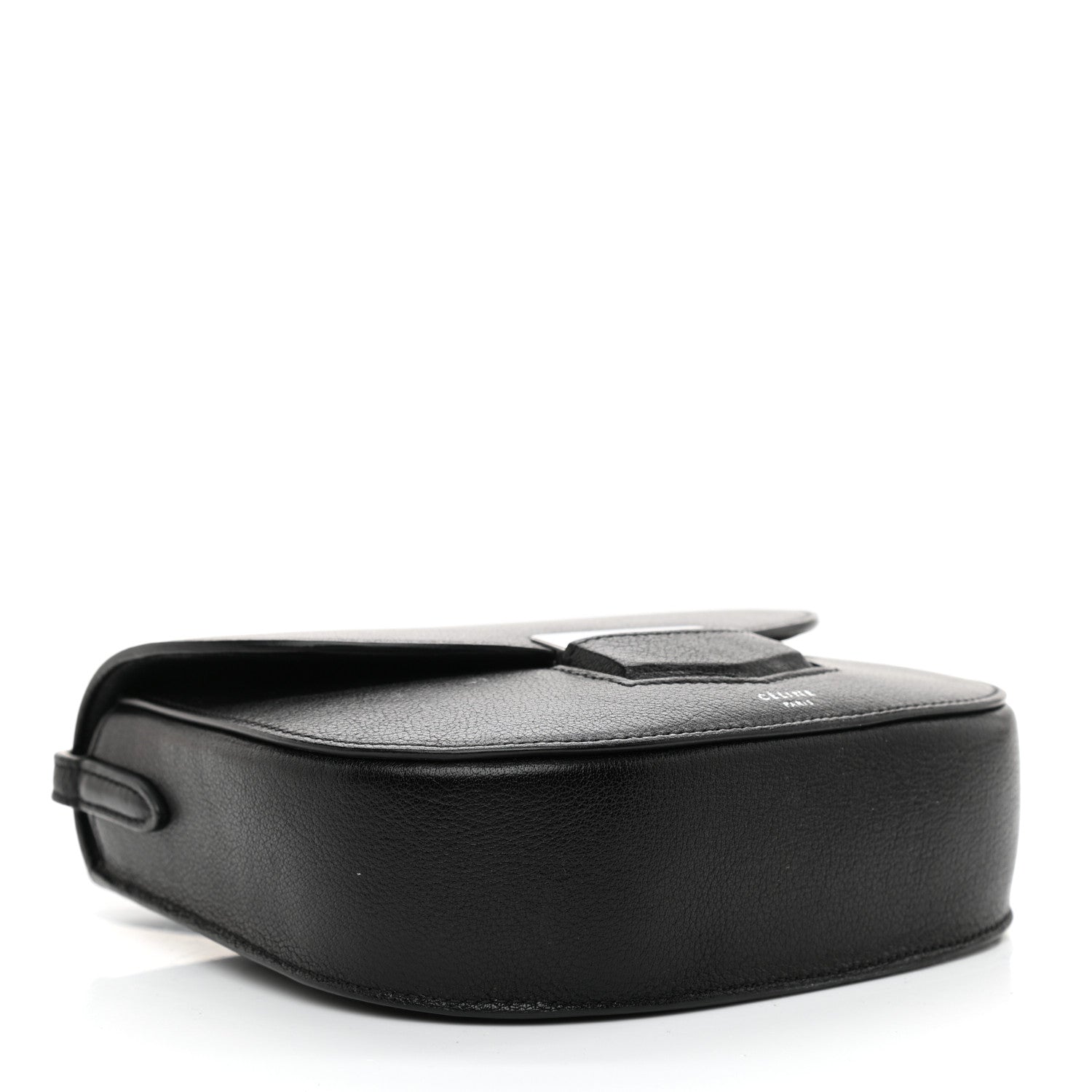 Celine Shiny Textured Calfskin Small Trotteur Black 4 of 8