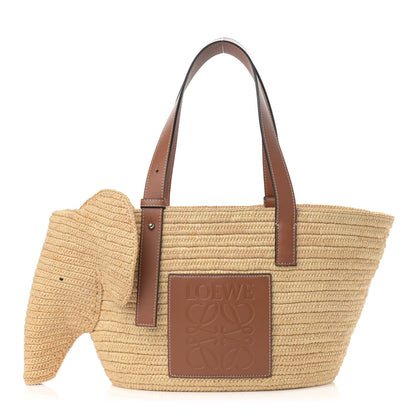 Loewe Raffia Small Elephant Basket Tote Bag Natural Tan 1 of 9
