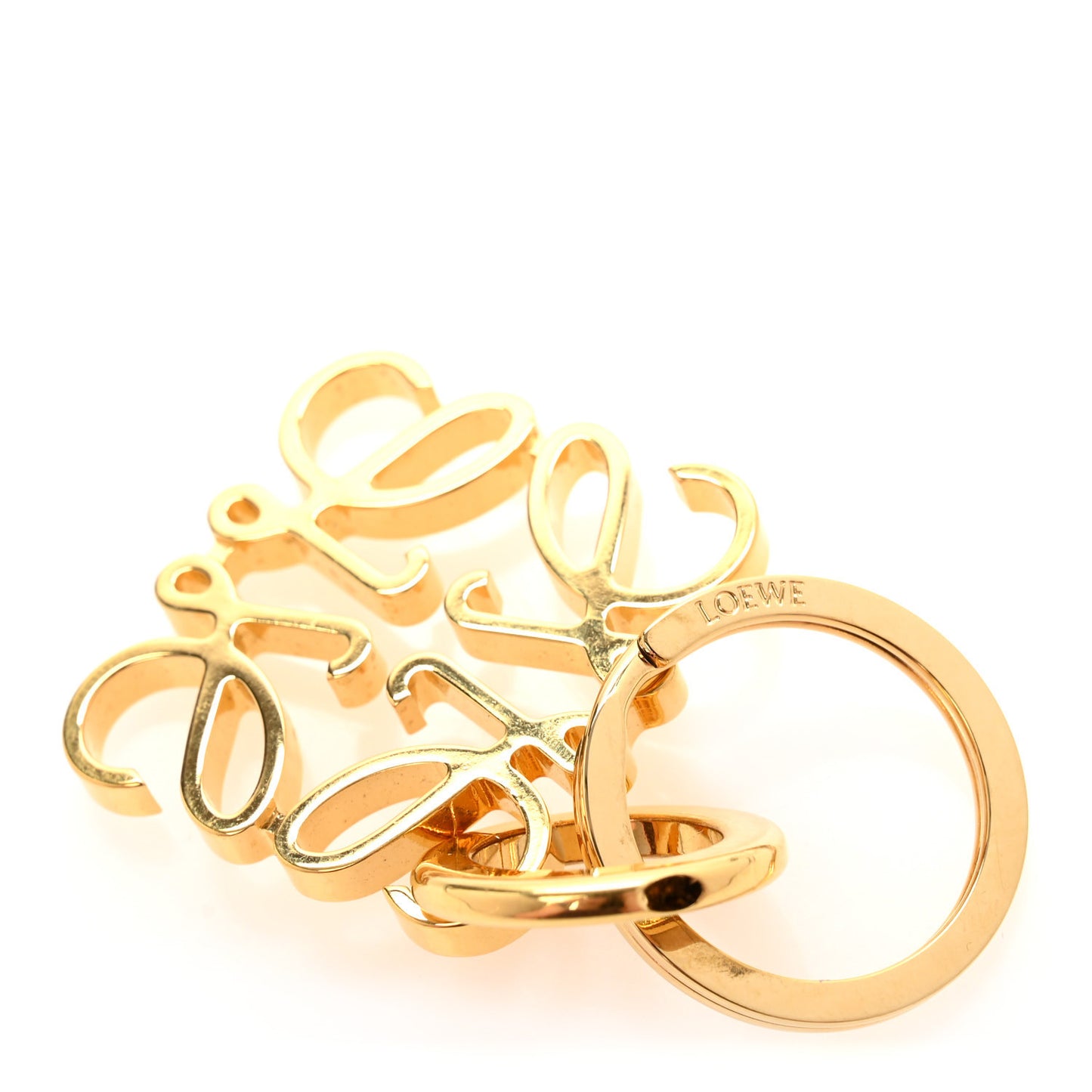 Metal Anagram Bag Charm Key Holder Gold