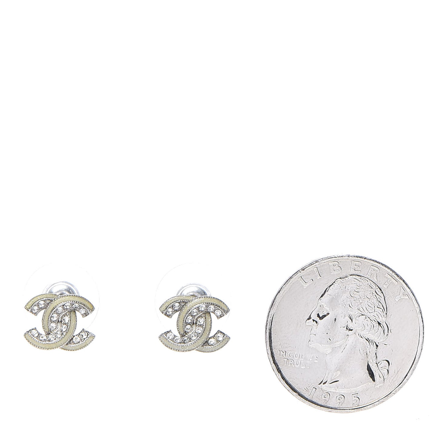 Enamel Crystal CC Earrings Silver