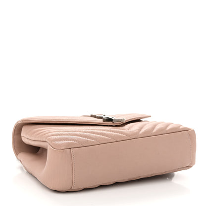 Saint Laurent Sheepskin Matelasse Chevron Monogram Medium College Bag Rose Powder 4 of 10