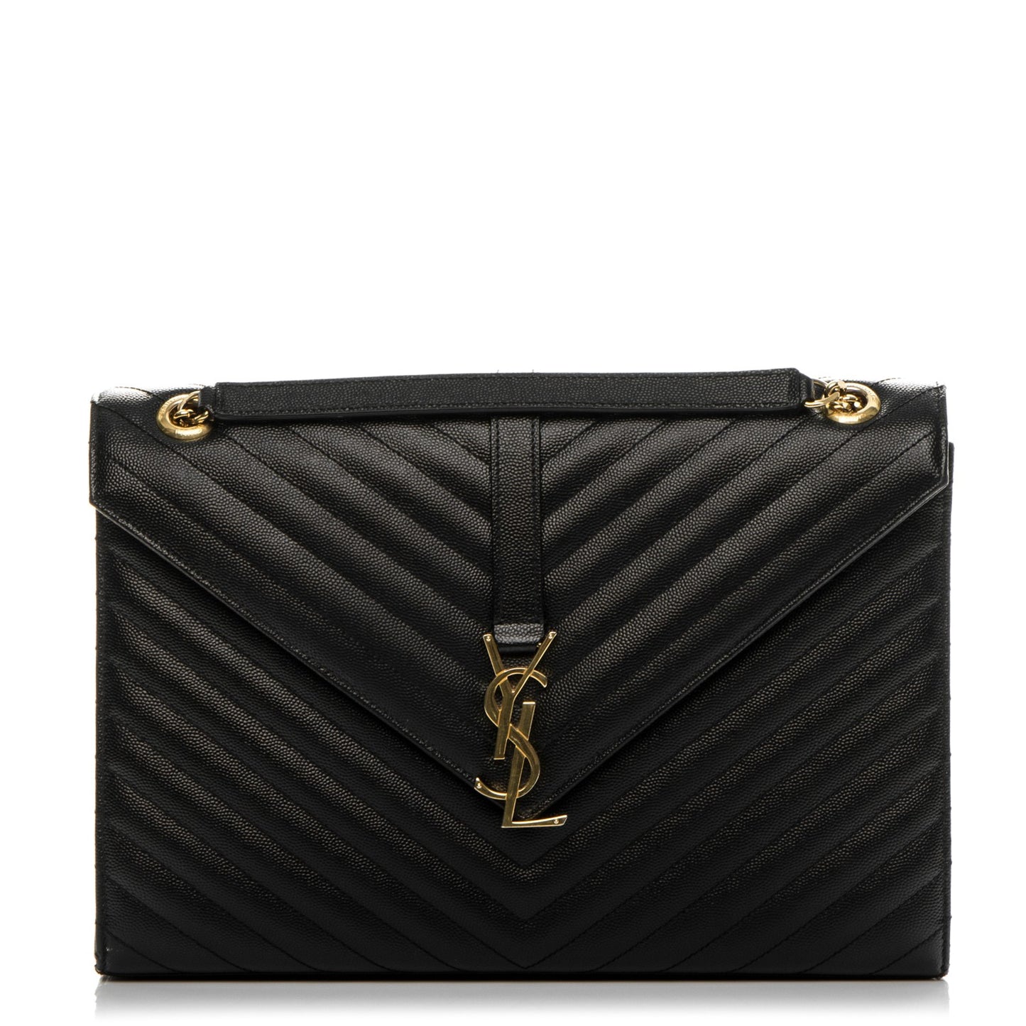 Grain De Poudre Matelasse Chevron Large Monogram Satchel Black
