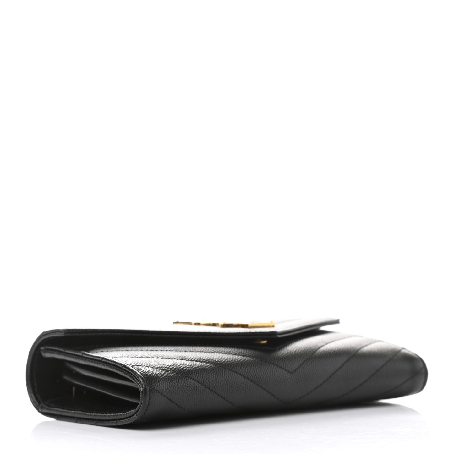 Grain De Poudre Matelasse Chevron Monogram Flap Wallet Black