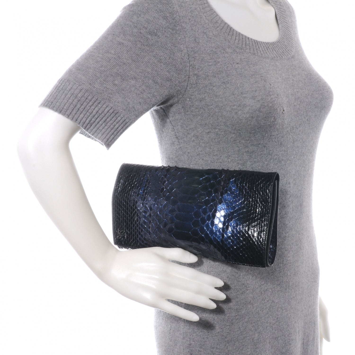 Gucci Python Journal Clutch Blue 2 of 7