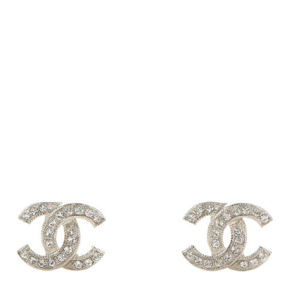 Chanel Crystal Timeless CC Earrings Silver 1 of 5