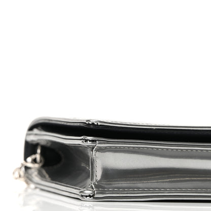 Christian Dior Metallic Patent Micro-Cannage Diorama Wallet on Chain Pouch Silver 8 of 9