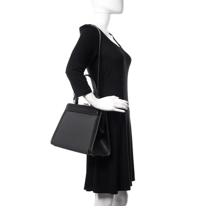 Delvaux Calfskin Canvas Illusion Top Handle Frame Bag Jumping Black 2 of 9